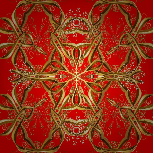 Damast Nahtlose Ornamente Klassisches Orientalisches Muster Über Roten Und Braunen — Stockvektor