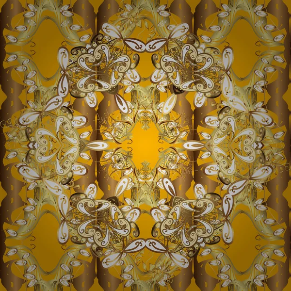 Вектор Иллюстрация Бежевых Желтых Цветах Векторный Бесшовный Фон Классический Роскошный — стоковый вектор