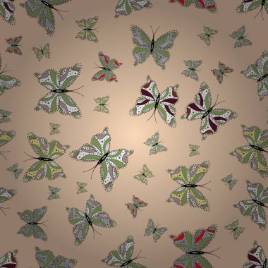 Kusursuz. Giysi tasarımı için dekorasyon. Şirin kelebek nötr, beyaz ve bej vektör deseni.