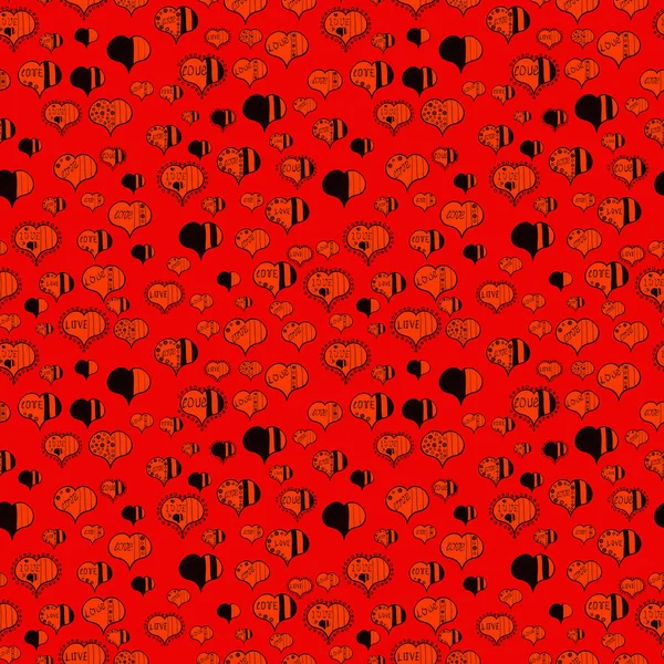 Vector Illustration Texture Background Texture Valentines Day Hearts Orange Black — Stock Vector