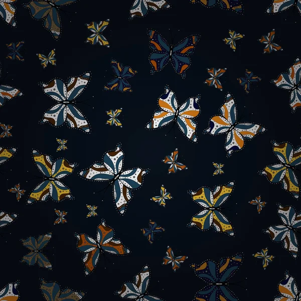 ベクトルイラストファッションかわいい生地デザイン グレー 白の背景に美しいカラフルな蝶のベクトルヴィンテージの手描き — ストックベクタ