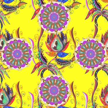 Vektör çizimi. Çiçek çelengi. Eski moda arka plan. Şablon, pürüzsüz, çiçekli kenar. Güzel, parlak, pürüzsüz kumaş, tuval. Kıvırcık, parlak örgü.