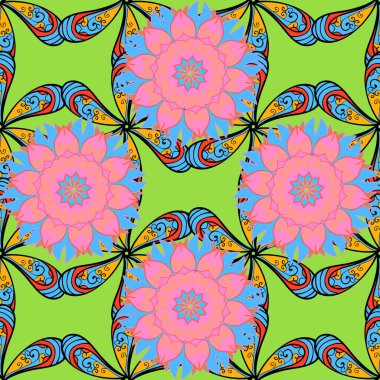 Sınır Kızılderili çiçekli paisley patten. Vektör Henna tarzı. Etnik Mandala havlusu. Kusursuz süs izi. Tebrik kartı arkaplanı, boyama kitabı, arkaplan, tekstil için kullanılabilir.