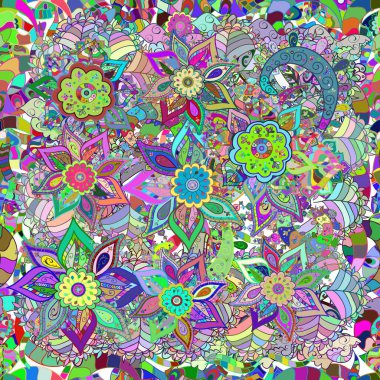 Tarafsız, mavi ve yeşile çiçekler. Suluboya, elle çizilmiş. Kusursuz bir arka plan modeli. Vektör deposu.