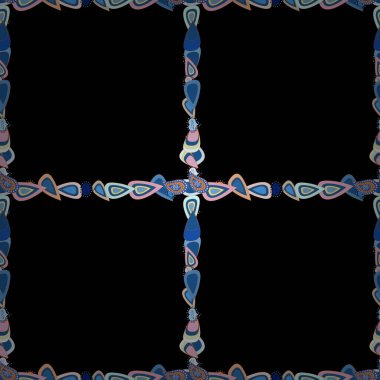 Vektör. Dört kare kareler karalamalar. Mavi, nötr ve siyah renkli bir resim. Kusursuz..