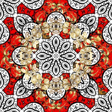 Sonsuz Vektör illüstrasyonu. Grafikler detaylı, birçok nesne beyaz ve siyah renklerde. Çizgi film izleri Yeni Yıl 'ın kusursuz desenini karalıyor..