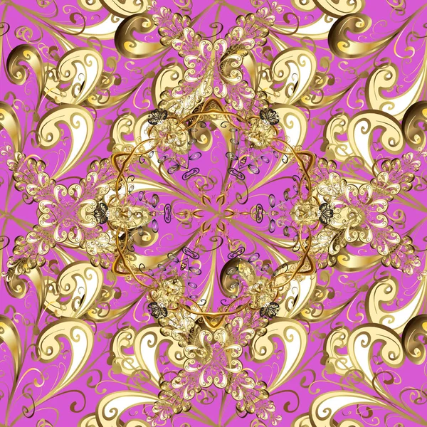 Motifs Sur Les Couleurs Beige Marron Violet Illustration Vectorielle Sans — Image vectorielle