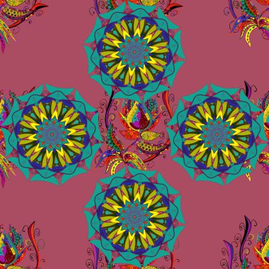 EPS10 Vektör illüstrasyonu. Bahar çiçekli, dikişsiz, sevimli çiçek deseni. Güzel kumaş deseni.