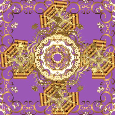 Vektör çizimi. Kahverengi ve menekşe renklerini karala, karala, karala. Klasik arka plan. Basit bir şekilde. Elle çizilmiş çizim kusursuz desen.