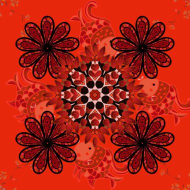 Güzel kumaş deseni. Renkli Bahar Temalı Kusursuz Arkaplan. Vektör illüstrasyonunda kusursuz çiçek deseni. Düz Çiçek Elementleri Tasarımı.