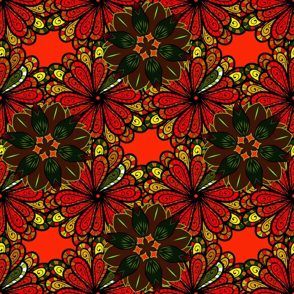 Aquarelle Vectorielle Motif Floral Fleurs Délicates Fleurs Brunes Rouges Noires — Image vectorielle