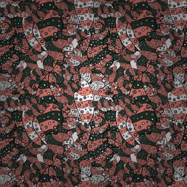 Nazik, siyah, pembe ve yeşil renklerde karalamalar. El çizimi çiçek elementleri ile soyut, pürüzsüz vektör deseni.