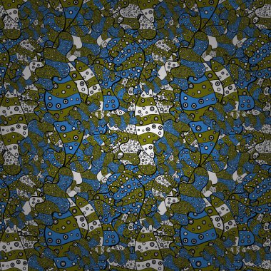 Kusursuz soyut ve ilginç bir arkaplan. Vektör. Karalama kalıbı. Kahverengi, mavi ve siyah renkli. Yumuşak kumaş deseni.