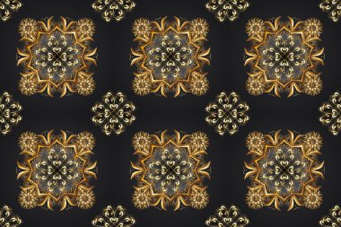 El yapımı dekoratif çerçeve, albüm kapağı, tebrik kartı, klasik Art deco tarzı. Altın karalama fantezi yapraklarından Raster soyut çiçek çelengi Kahverengi ve gri renkte çiçek.