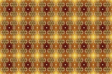 Sarı ve kahverengi renklerde altın element. Damask pürüzsüz yineleme kalıbı. Barok tarzında altın çiçekli süs. Antika altın tekrarlanabilir duvar kağıdı.