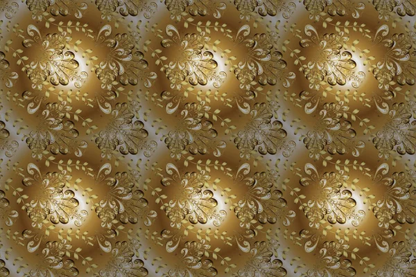 Cachos Texturizados Dourados Arabescos Estilo Oriental Padrão Colorido Nas Cores — Fotografia de Stock