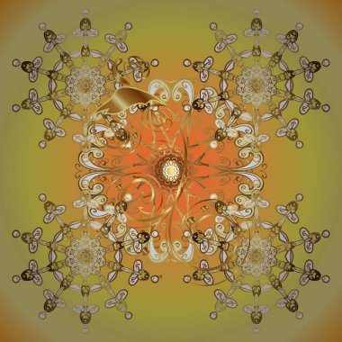 El yapımı dekoratif çerçeve, albüm kapağı, davetiye, tebrik kartı, klasik Art deco tarzı. Altın karalama fantezi yapraklarından vektör soyut çiçek çelengi ve sarı ve bej renkli bir çiçek.