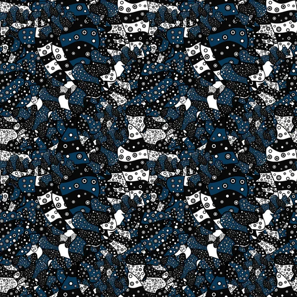 Безшовний Візерунок Друк Дизайн Молюски Сині Білі Чорні Кольорах Вектор — стоковий вектор