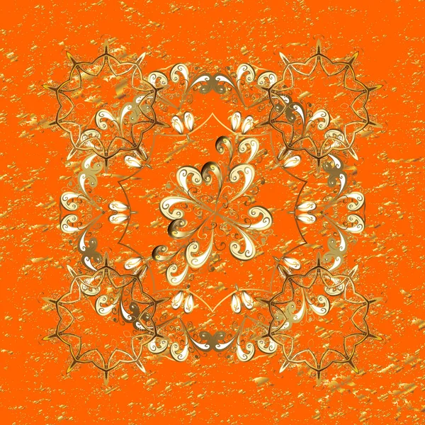 Boucles Couleurs Jaune Orange Dans Style Simple Fleurs Motif Sans — Image vectorielle