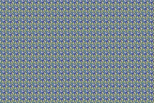 Абстрактный Растровый Узор Нарисованными Вручную Цветочными Элементами Мягкие Каракули Синий — стоковое фото
