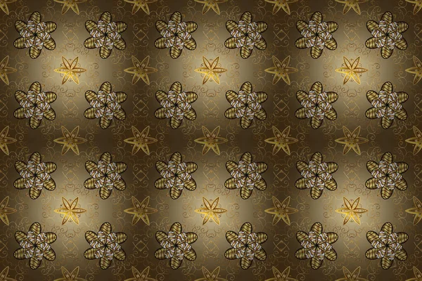 Elemento Dorado Sobre Colores Neutros Beige Marrón Adorno Floral Dorado —  Fotos de Stock