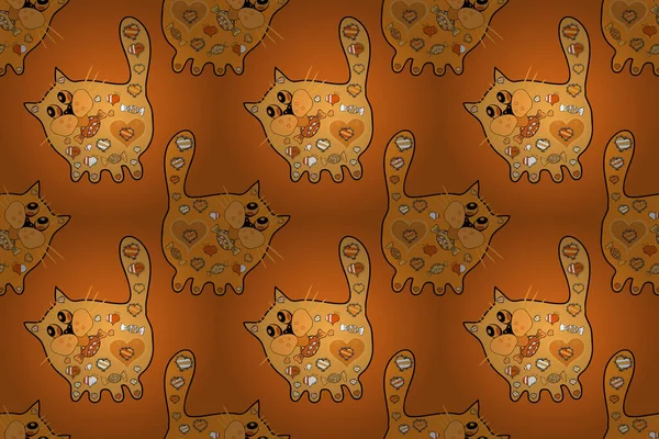 Neşeli Kedi Kusursuz Desen Desing Tekstil Duvar Kağıdı Kıyafet Üzerindeki — Stok fotoğraf