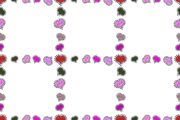Doodles Frame Consists Black Pink White Border Raster Background Seamless — Stock Photo, Image