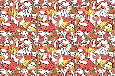 Kusursuz desen soyut, güzel bir arkaplan. Raster illüstrasyonu. Pembe, beyaz ve siyah renkli. Paket kağıdı için karalama deseni.