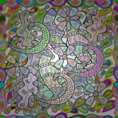 Beyaz, nötr ve yeşil renkli Vektör çizimi. Kusursuz desenli. Moda baskısı, hatıra defteri, ambalaj kağıdı, duvar kağıdı için zarif dekoratif süs..