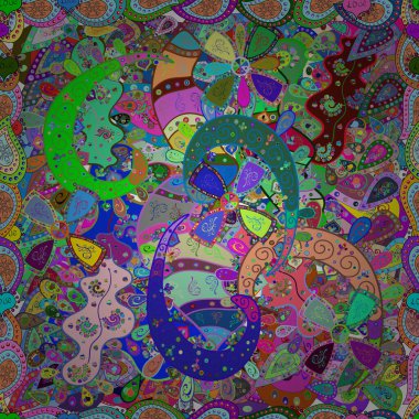 Yeşil, mor ve mavi renkte. Kartlar, davetiyeler, tarih kartları ve daha fazlası için kullanılabilir. Vektör çizimi. Anti-stres için vektör soyut şablon sayfası.