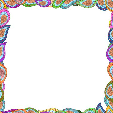 Çizgi roman karalama çerçevesi mavi, beyaz ve turuncu kenarlardan oluşur. Kusursuz desen. Vektör.