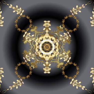 Ev dekoru. Gri ve siyah renkler üzerine bir resim. Paisley el çizimi elementler. Vektör. Fantezi çiçekli kusursuz desen, doğal eskiz, çiçek desenli kıvrım çizimi..