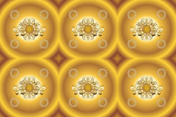 デザイン メフンディとタトゥーのためのシームレスなヴィンテージ要素 ラスターイラスト 民族の東洋スタイルで装飾的なパターン 茶色と黄色のパターン — ストック写真