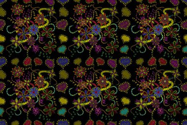 Ev dekoru. Paisley el çizimi elementler. Fantezi çiçekli kusursuz desen, doğal eskiz, çiçek desenli kıvrım çizimi..