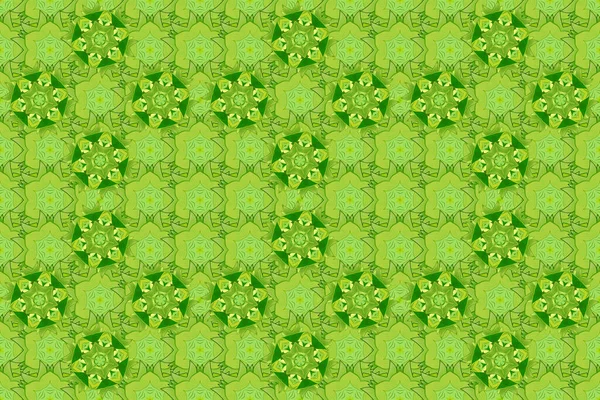 熱帯のシームレスな花パターン ラスターイラスト 緑色の花 — ストック写真