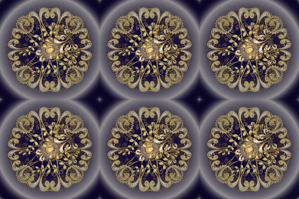 Ilustración Trama Oro Sobre Colores Azules Neutros Simetría Decorativa Arabesca —  Fotos de Stock