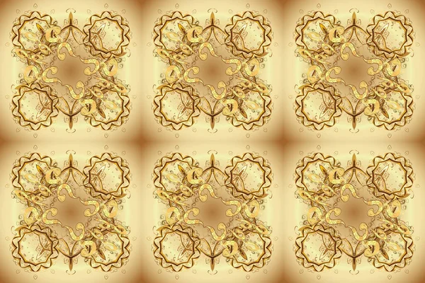 Vintage Baroque Floral Seamless Pattern Gold Brown Beige Ornate Raster — Stock Photo, Image