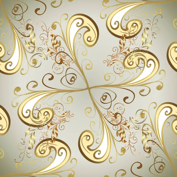 Золотий Квітковий Орнамент Стилі Бароко Дамаск Безперешкодно Повторює Тло Золотий — стоковий вектор