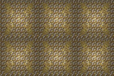 Kusursuz altın desenli bukleler. Doğu tarzı arabesk tarzında altın elementler. Kahverengi ve nötr renklerde kusursuz desen. Raster altın pürüzsüz desen.