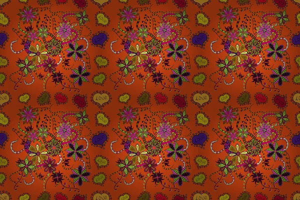 Цветы Желтого Оранжевого Черного Цветов Бесшовный Цветочный Узор Растровой Иллюстрации — стоковое фото