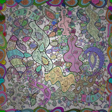 Karalama kalıbı. Kusursuz desen soyut şirin arkaplan. Vektör çizimi. Mavi, beyaz ve renksiz. Tasarım ambalajı ve hediye kağıdı, tebrik kartları, afiş ve poster tasarımı.