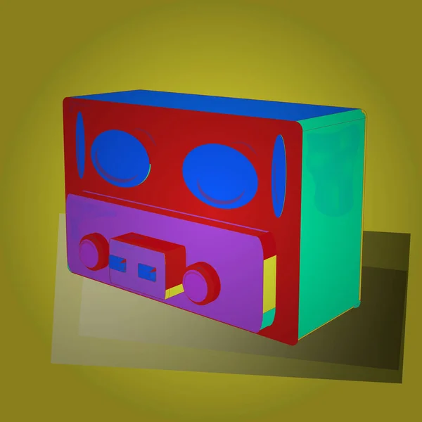 Estilo Los Años Imagen Versicolores Amarillo Verde Rojo Radios Antiguas — Vector de stock