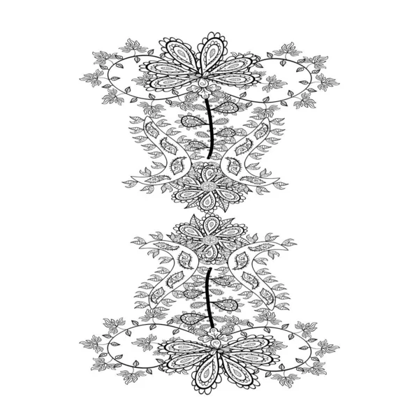 Schets Elegante Textuur Met Bloemenelementen Doodles Wit Zwart Grijs Kleuren — Stockfoto
