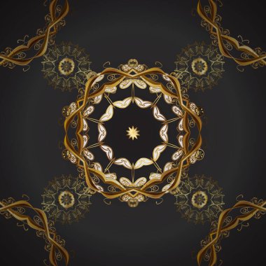 Kahverengi ve gri renklerde grafiksel, modern, pürüzsüz desen. Kusursuz çiçek deseni. Kusursuz vektör arkaplanı. Duvar kâğıdı barok, İspanyol kumaşı.