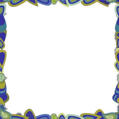 Kusursuz desen. Vektör çizimi. Çerçeve. Mavi, beyaz ve sarı renkli bir resim.