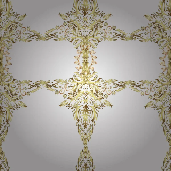 Дамаський Безшовний Візерунок Дизайну Векторний Безшовний Візерунок Білих Нейтральних Кольорах — стоковий вектор