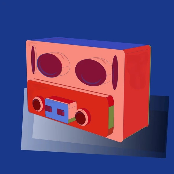 Ilustração Nas Cores Vermelho Azul Rosa Estilo Dos Anos Rádio —  Vetores de Stock