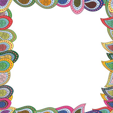 Kusursuz desen. Vektör çizimi. Yeşil, beyaz ve nötr renklerde bir resim. Kare çerçeveler karalamalar.