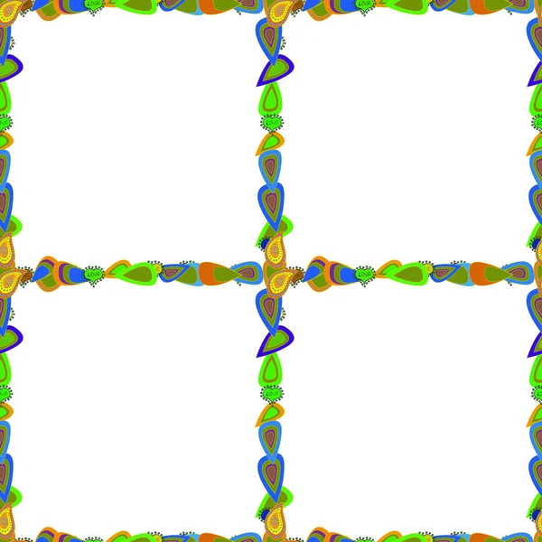 Bild Grünen Blauen Und Weißen Farben Vektor Nahtloses Muster Doodles — Stockvektor