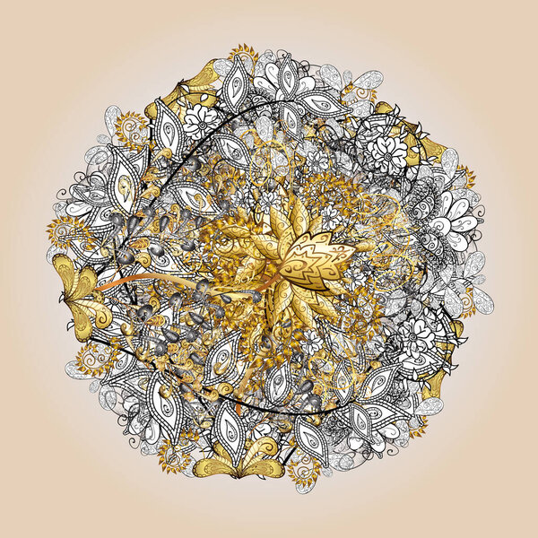 Seamless. Art. For design textiles, paper, wallpaper. Floral vintage seamless pattern. Elements in white and neutral colors. Vector illustration. Vector illustration. Oriental style.